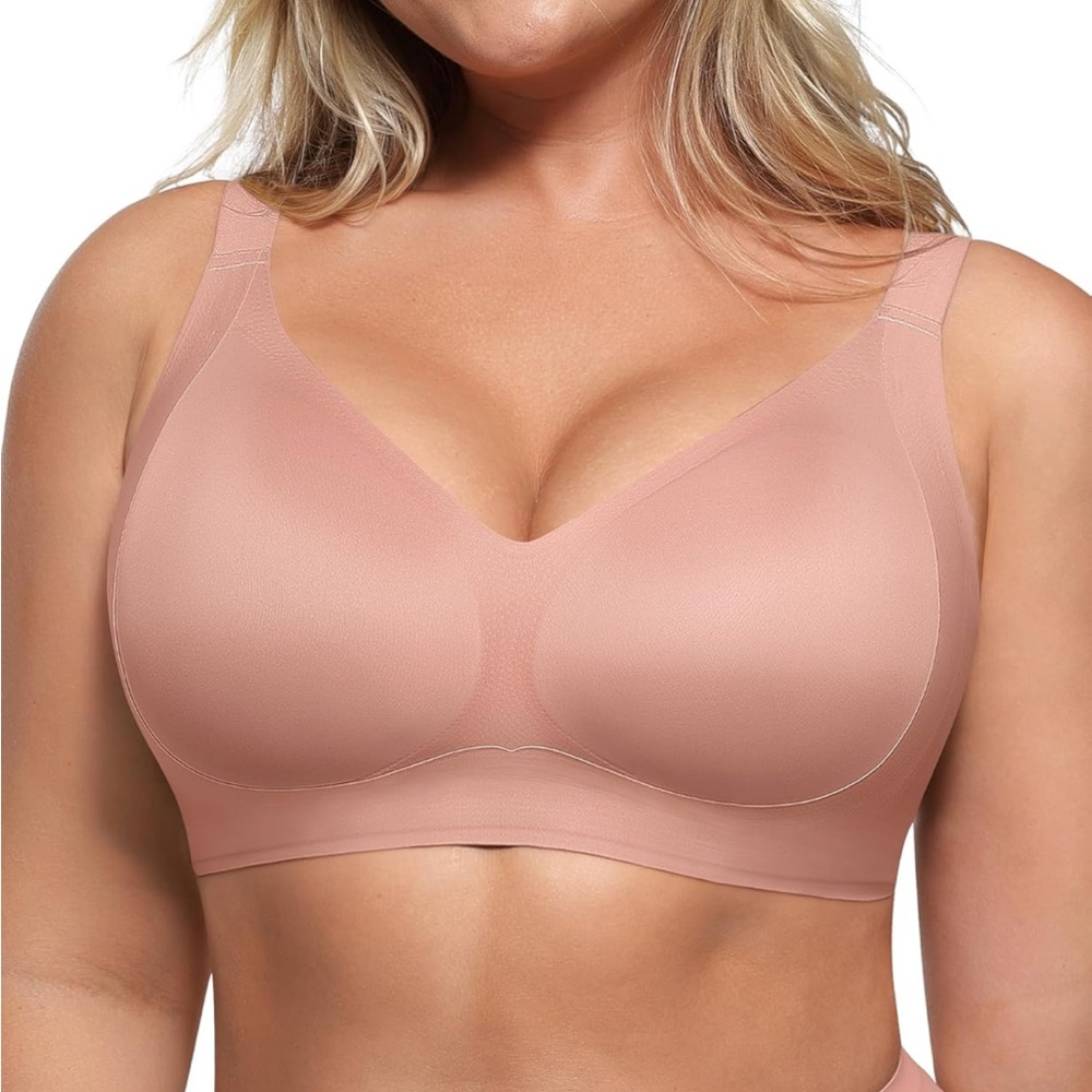 SHAPELLX Pink XL Bra Seamless Comfort No Underwire Minimizer